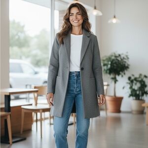 Tobi Gray Wool Blend Longline Blazer Coat Women’s M Classic Workwear Outerwear